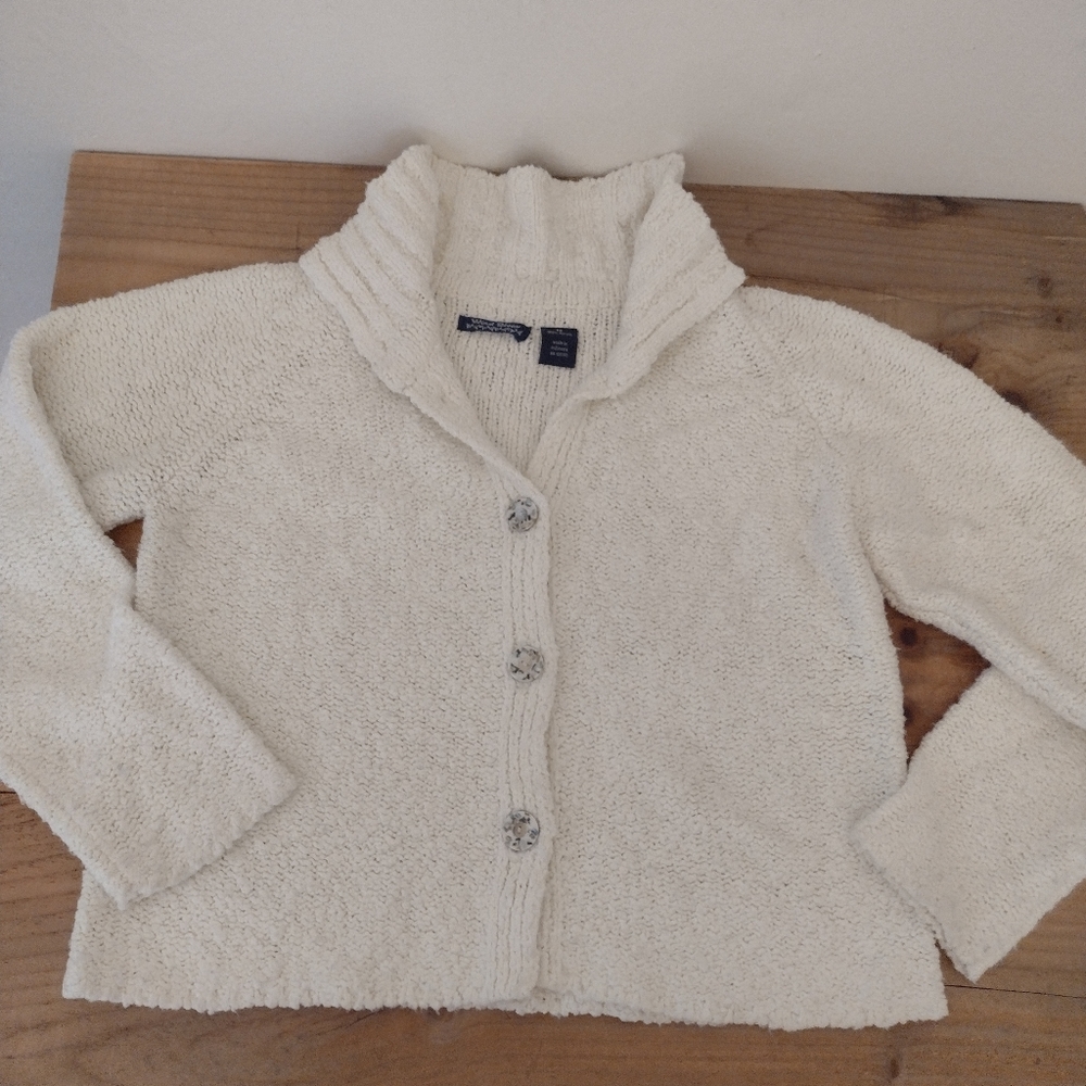 Wind River Vintage Cream Popcorn Knit Button Front Cardigan Sweater Size M